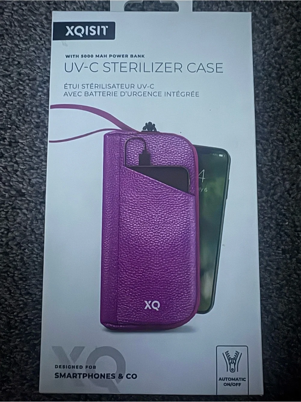 Purple UV-C Sterilizer Case with 5000mAh Power Bank